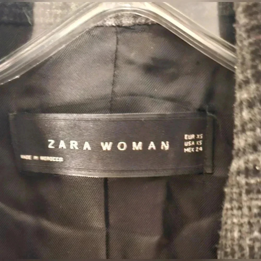 Zara Plaid Double Breast 6 buttons sz XS/S Oversized Pocket longline Blazer - Picture 2 of 10
